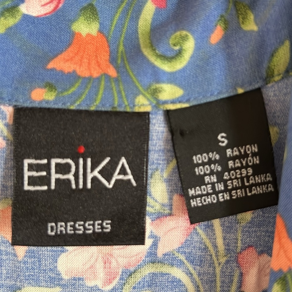 Erika 90’s Vintage Sleeveless Blue Floral Midi Dress - Picture 5 of 6